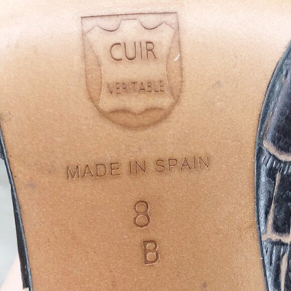 Charles David Brown Alligator Leather Print Size 8B Genuine Leather Pump Heels - Picture 4 of 6